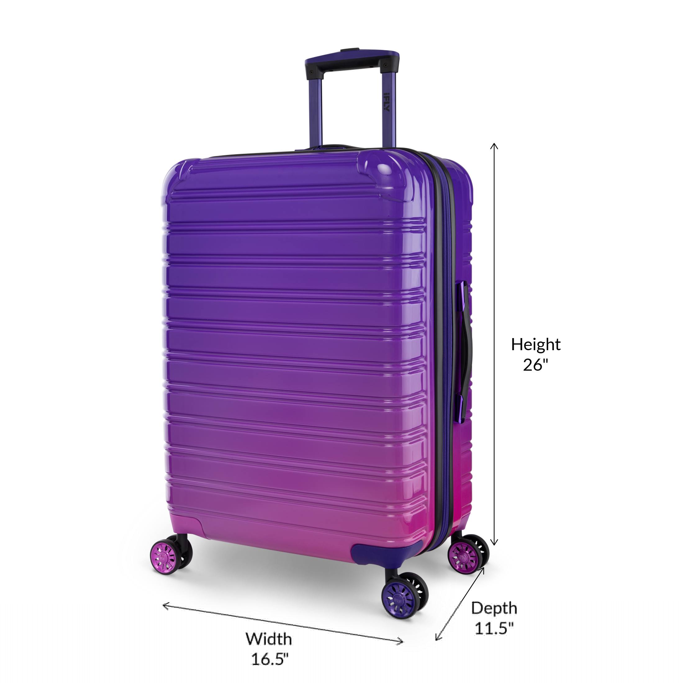 iFLY Hardside Fibertech Luggage 24" Checked Luggage, Midnight Berry