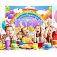 thumbnail image 4 of Beautiful Rainbow Happy Birthday Backdrop Banner for Kids Birthday Party Backdrop,Blue Sky Balloons Birthday Sign for Girls Boys Party Decorations Supplies, 4 of 5