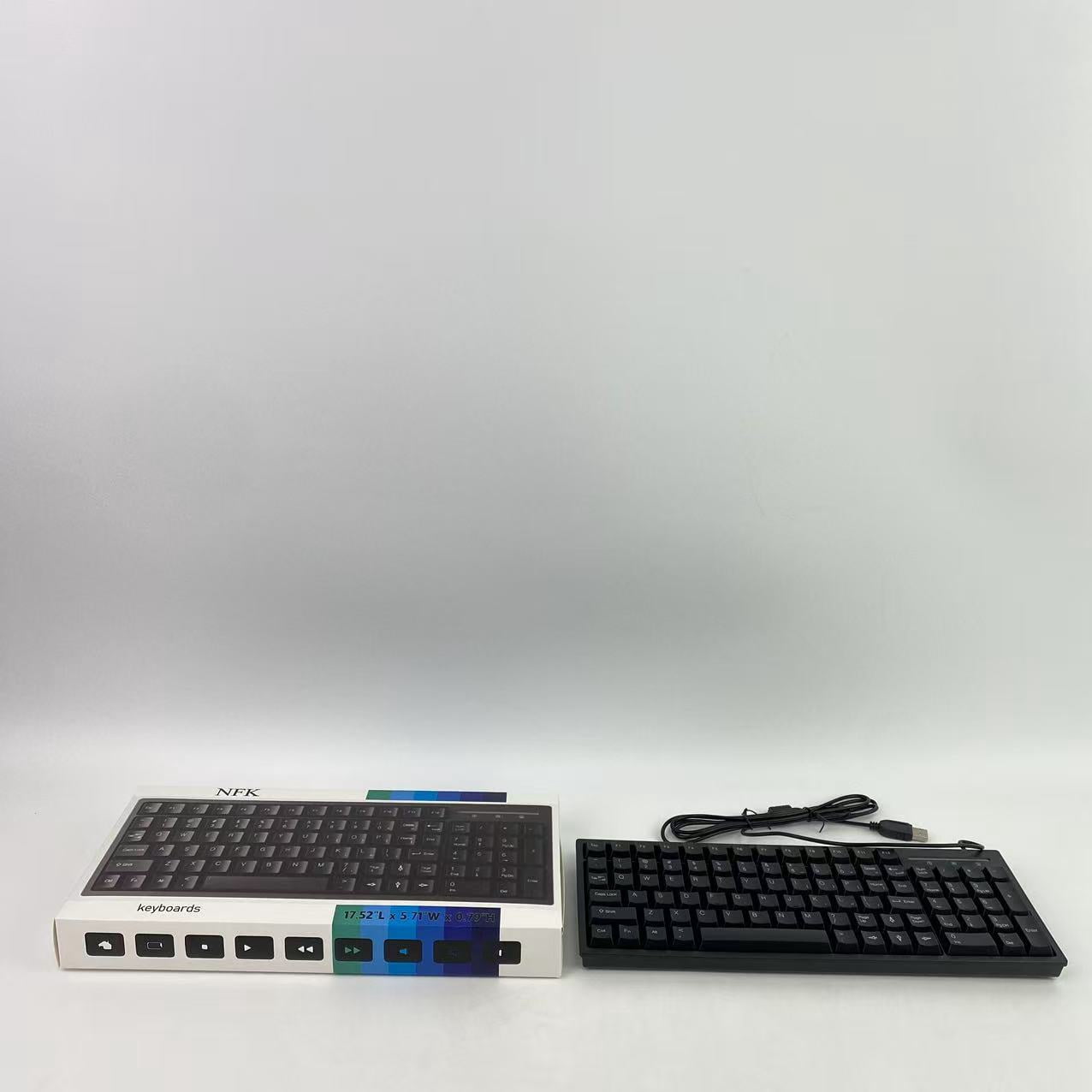 NFK Keyboards,Ultra-Slim Compact USB Wired Keyboard for Mac and PC,Windows 10/8 / 7 / Vista/XP (Black) (1PCS)