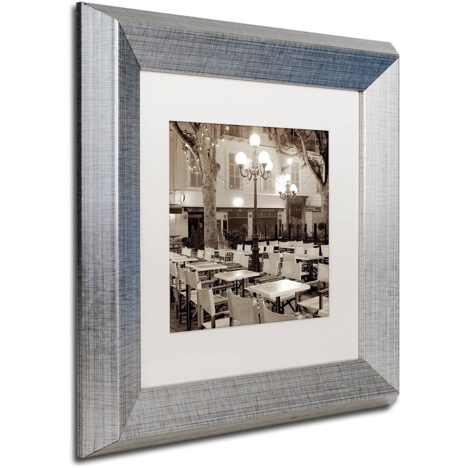 Trademark Fine Art "Cote d'Azur Cafe I" Canvas Art by Alan Blaustein, White Matte, Silver Frame