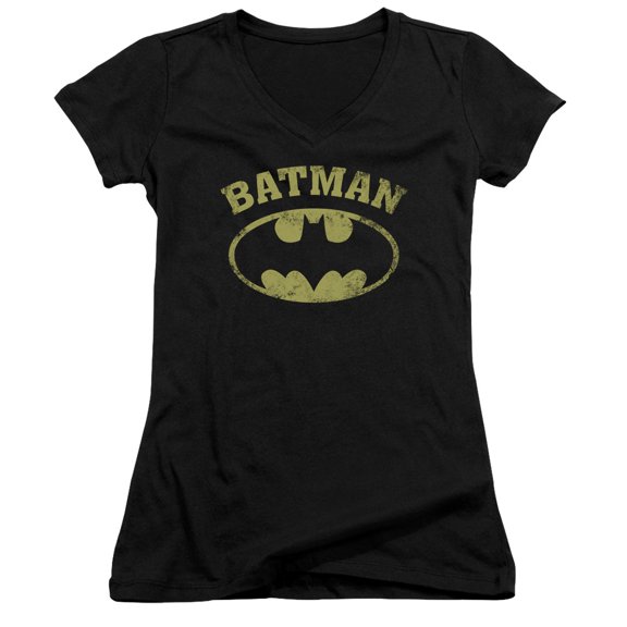 Batman Over Symbol Junior Women's T-Shirt V-Neck Black