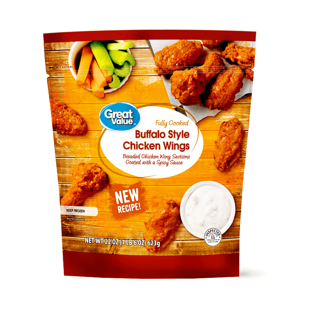 Great Value Buffalo Style Chicken Wings, 22 oz (Frozen, Fully Cooked