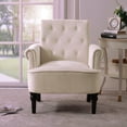 thumbnail image 5 of AUKFA Tufted Accent Chair - Living Room Accent Armchairs Cushion - Modern Roll Arm Club Chair with Wooden Legs -Off White, 5 of 10