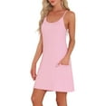 thumbnail image 4 of Womens Nightgown Sleeveless Spaghetti Strap Sleepdress Racerback Lingerie Chemise Night Shirt with Pockets XS Pink, 4 of 6