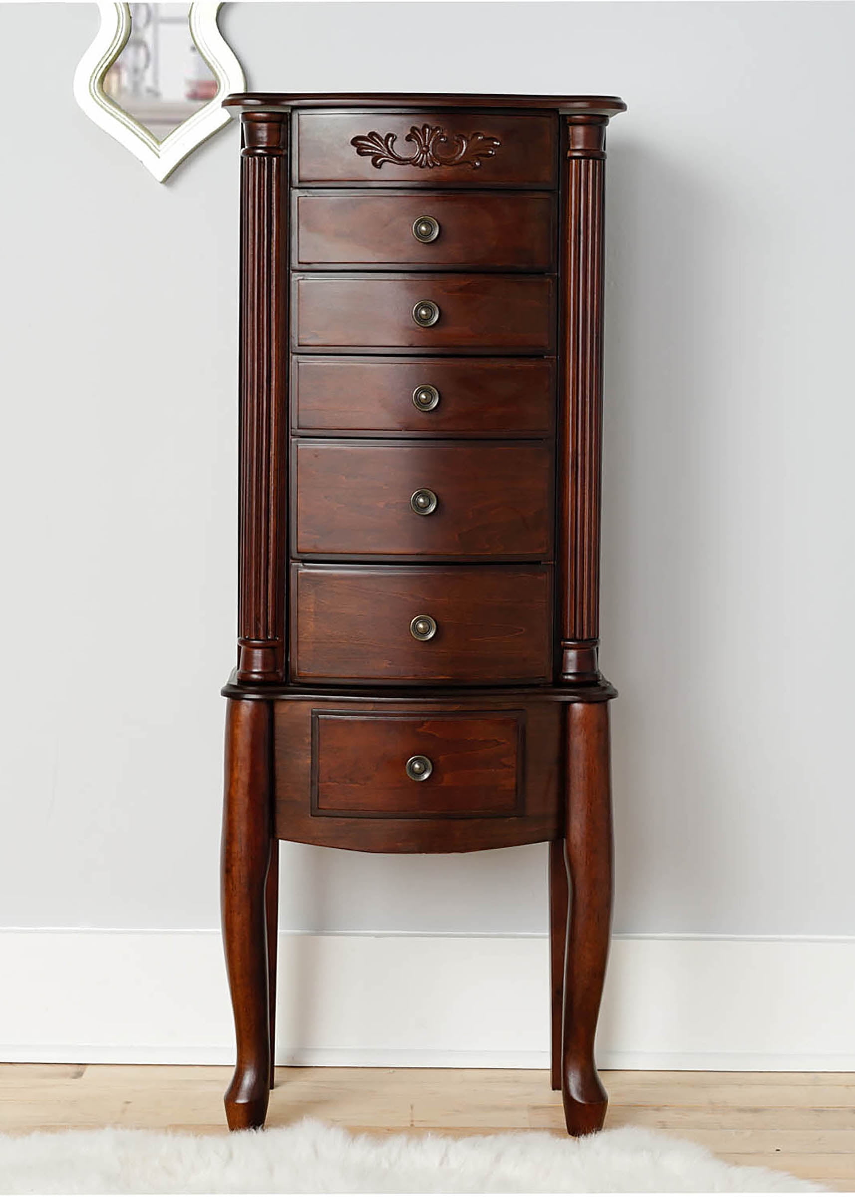 Photo 1 of Morgan Standing Jewelry Armoire Dark Walnut Brown - Hives & Honey
