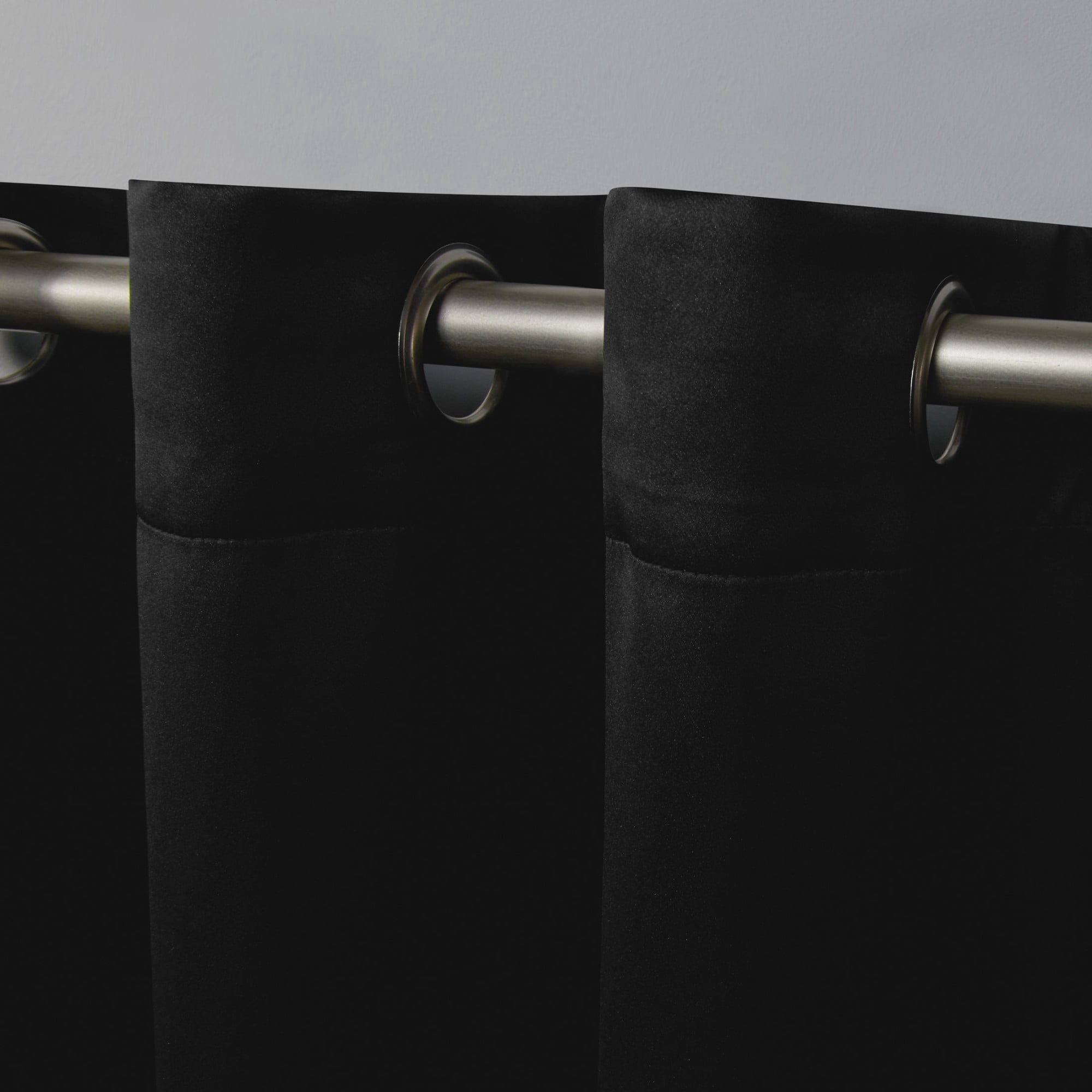 Exclusive Home Sateen Twill Woven Room Darkening Blackout Grommet Top Curtain Panel Pair, 52"x63", Black