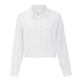 thumbnail image 5 of XIAONU Women's Batwing Sleeve Crop Blouse Loose Long Sleeve Point Collar Pullover Top Smooth Stylish Street Blouses, 5 of 9