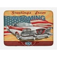 thumbnail image 1 of Wyoming Bath Mat, Retro Design Illustration of Old Vintage Car and Greetings from Lettering USA, Plush Bathroom Decor Mat with Non Slip Backing, 29.5" X 17.5", Multicolor, by Ambesonne, 1 of 2