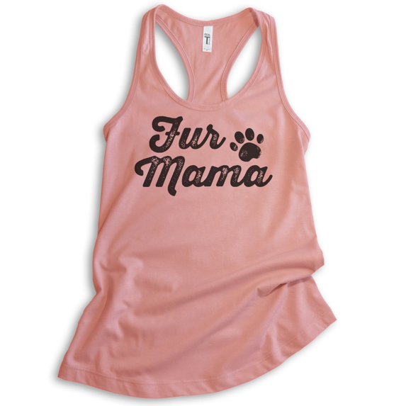 Fur Mama Tank Top, Ladies Racerback Tank Top, Cute Dog Tank, Dog Mama Tank, Pet Tank, Pet Owner Tank, Desert Pink, XX-Large