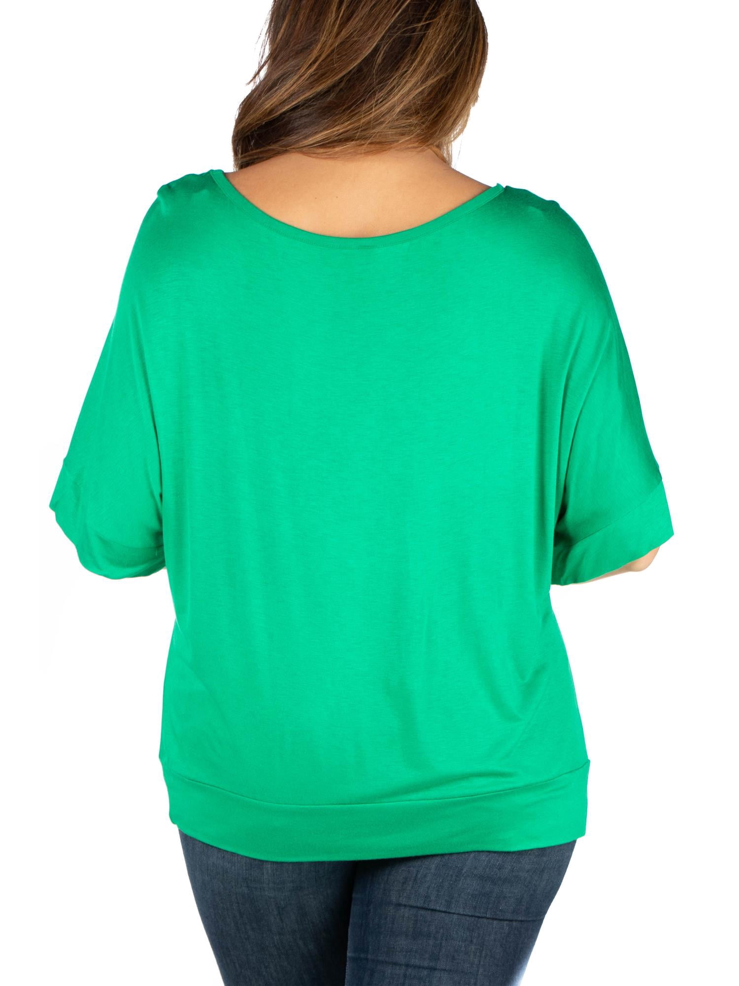 24seven Comfort Apparel Plus Size Short Sleeve Loose Fitting Dolman Top