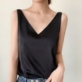 thumbnail image 5 of Womens Silk Satin Tank Top V Neck Loose Casual Cami Sleeveless Camisole Blouses Summer Basic Shirt Vest M-3XL (XX-Large, Black), 5 of 5