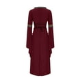 thumbnail image 5 of Plus Size Women Medieval Renaissance Costumes Cosplay Pirate Corset Dress Bell Sleeves Lace up Irish Over Dresses, 5 of 6