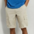 thumbnail image 2 of Men Shorts Slim Fit Stretch Denim Ripped Cargo Bermuda Shorts Comfort Flex Waist Beige 36, 2 of 5