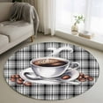 thumbnail image 2 of Coffee Cup Beans Round Area&nbsp;Rug 3ft Black Buffalo Plaid Farm Country Non-Slip&nbsp;Washable Circle Rugs Soft Felt Indoor Floor Mat for Bedroom Kitchen Living Room Bathroom, 2 of 9