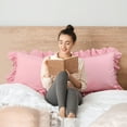 thumbnail image 4 of PiccoCasa Microfiber Ruffle Body Pillowcases with Envelope Pink 20"x54", 4 of 7