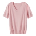 thumbnail image 5 of Bovemsi Women's Short Sleeves Sweaters V Neck Soft Pullover Top, Pink Women's Summer Short Sleeve T-Shirts, XL, 5 of 9