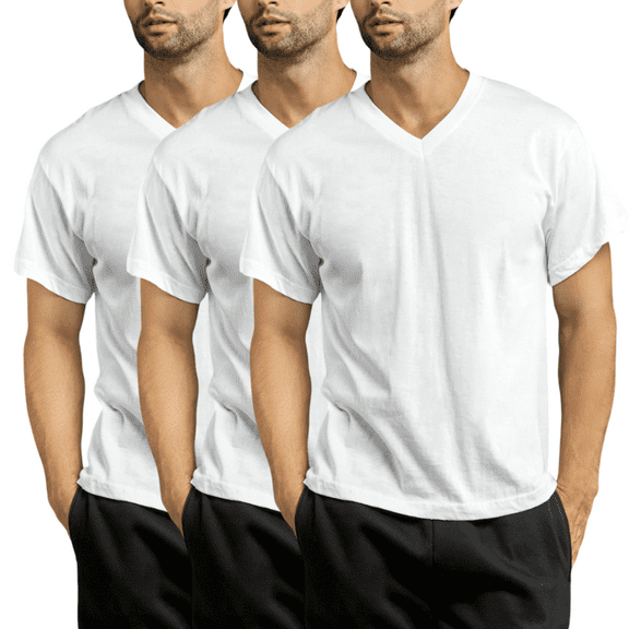 3 Pack Men's T-Shirts 100% Cotton V Neck Short Sleeve S-XL Basic Classic Fit Solid Regular Big & Tall Workout Plain Breathable Casual Tee Menswear Top