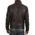 thumbnail image 2 of Mens Sheepskin Real Leather Jacket Zipper Biker Moto Slim Fit Jacket A235, 2 of 3