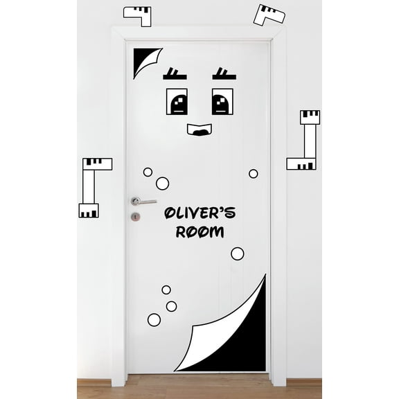 Personalized Name Science Wall Decal Happy Paper Robot on White Background Bedroom Wall Decal for Children Robot Cute Themed Room Dcor - Size: 36 In x 80 In