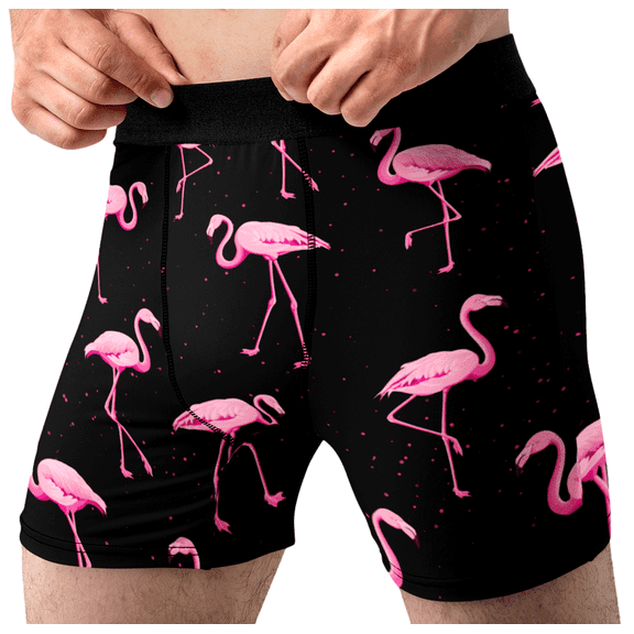 Funny Boxer Briefs for Men Pink Flamingo Novelty Fun Underwear