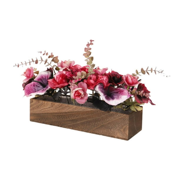 Plantas artificiales en maceta, arreglo floral, simulación de regalo, jardinera rectangular con maceta para patio, oficina, decoración al libre.