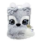 Claire's Childrens Fluffy Silver and Grey Fox Blank Diary with Lock and Key, 100 Pages