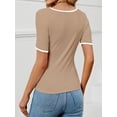 thumbnail image 2 of Women's Short Sleeve Crewneck Slim Fit T Shirt Summer Basic Casual Color Block Tee Tops, 2 of 6