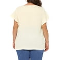 thumbnail image 3 of Blusas de verano casuales de talla grande para mujer Agnes Orinda, con textura, cuello en V con muesca y mangas con volantes, 4X color beige, 3 of 6