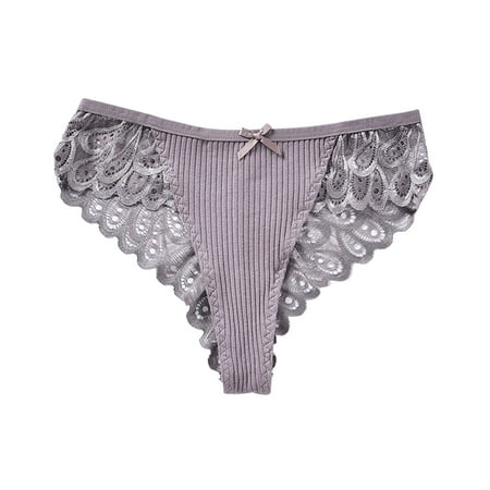 Hamky Womens Underwear Cotton Underwear Women S Breathable Lace Lace Plus Size Thong Seamless Underwear Hipster Panties Purple XL