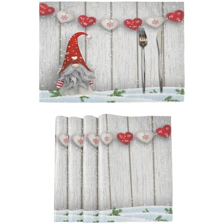 

Christmas Placemats Gnome Placemats Kitchen Tables Mats Place Mats Set of 4 Heat Resistant for Xmas Holiday Table Decorations