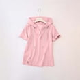 thumbnail image 3 of Short Sleeve Hoodies for Women Casual Solid Color V-Neck Pullover Loose Fit Comfy Sweatshirt Fashion Trendy Daily Wear Pink XL, 3 of 8