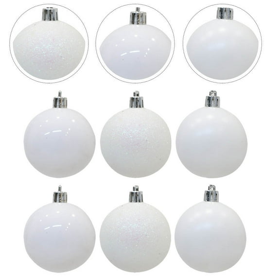 PAMINGONO 6Pcs Tree Ornaments White Plastic Christmas Balls for present and Holiday Parties