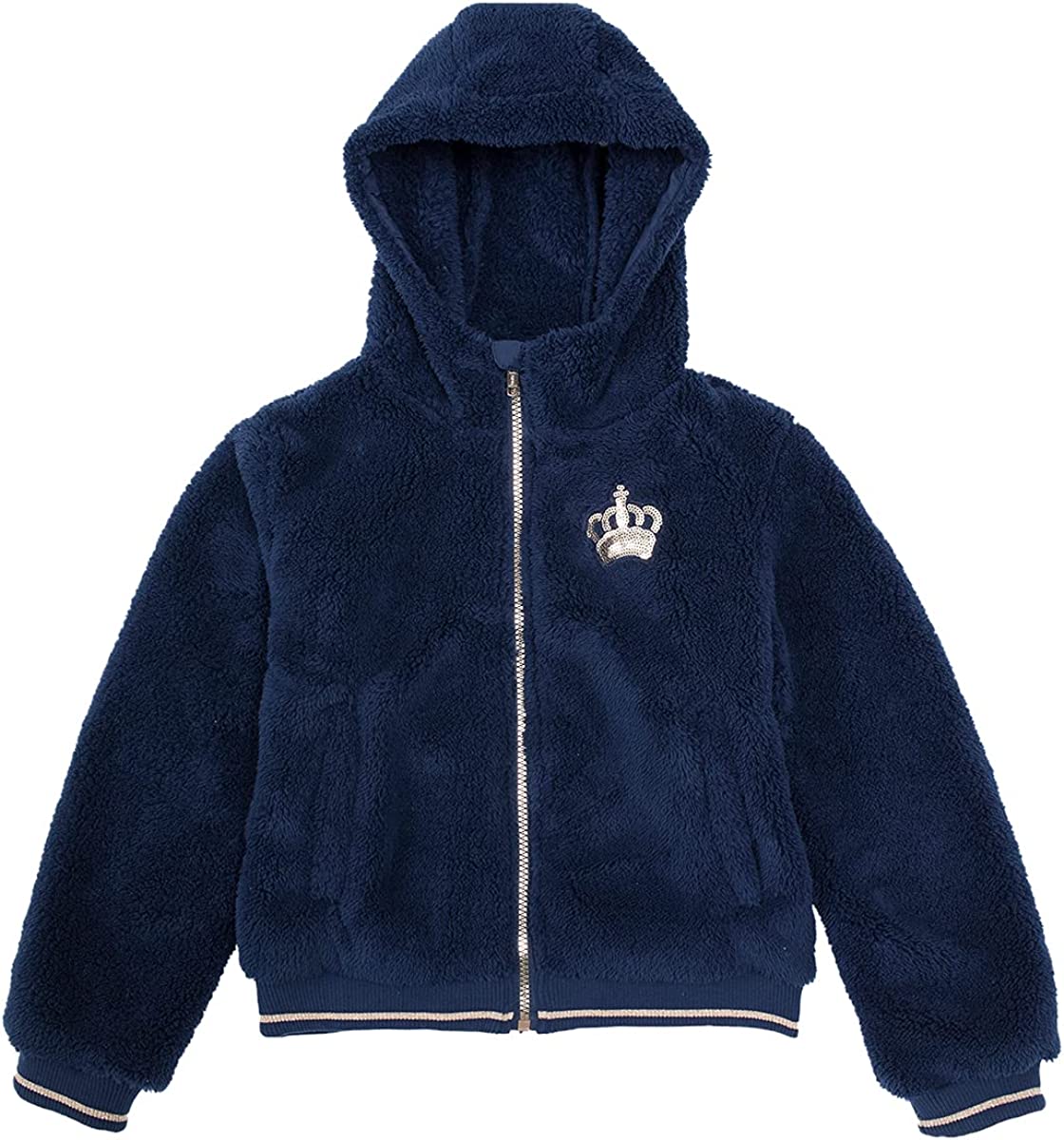 Rokka&Rolla Girl's Sherpa Fleece FullZip Fuzzy Jacket Large Navy
