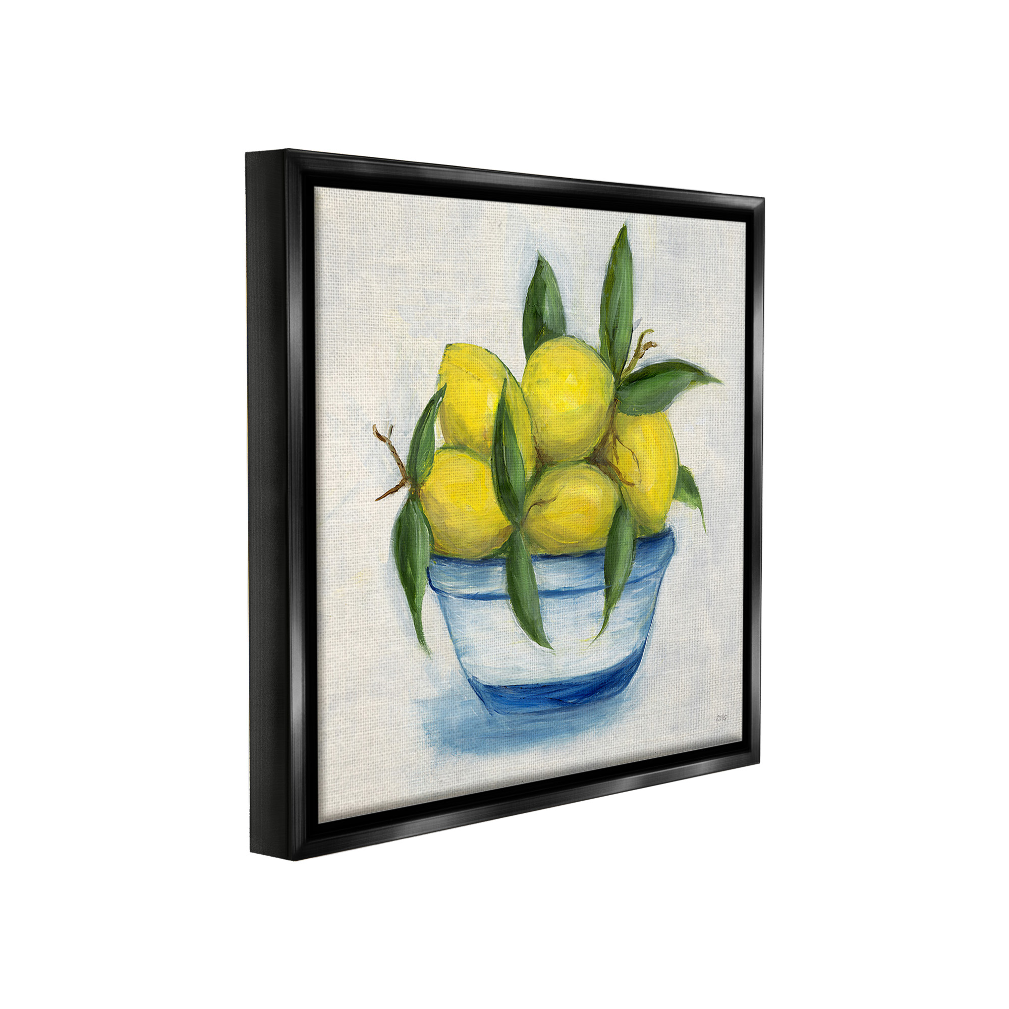 Stupell Industries Traditional Lemons Painting Food & Beverage Painting Black Floater Framed Canvas Art Print Wall Art, 25 x 25