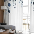 thumbnail image 4 of Navy Blue Eucalyptus Leaves Sheer Curtains 84 Inches Long 2 Panels Set, Window Sheer Curtains for Living Room/Bedroom, Watercolor Summer Botanical Light Filtering Rod Pocket Curtain 52'' x 84'' x 2, 4 of 7