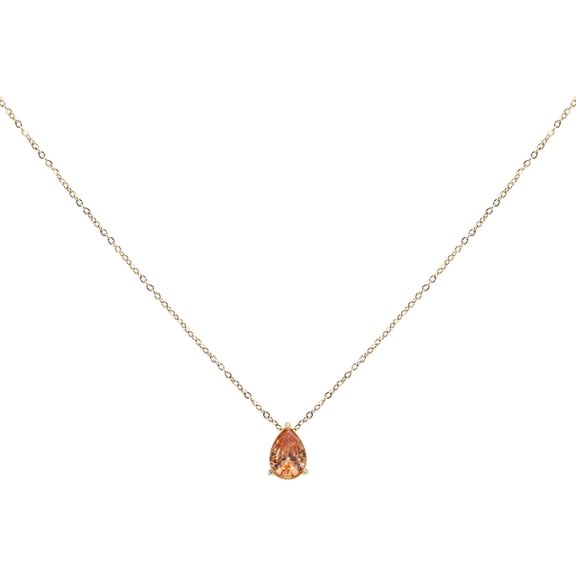 Uxcell Birthstone Necklace for Women, Teardrop Cubic Zirconia Pendant Necklace, Champagne