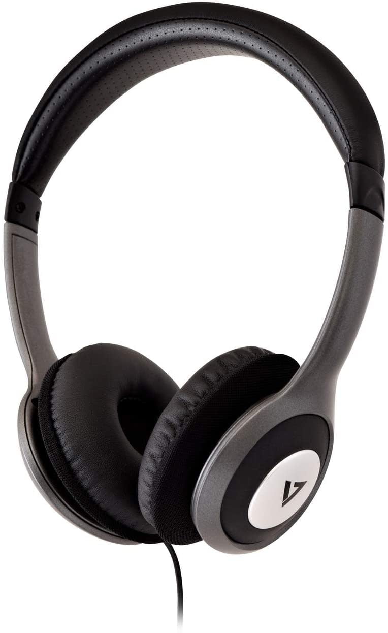 V7 Deluxe Stereo Headphones with Volume Control, Black