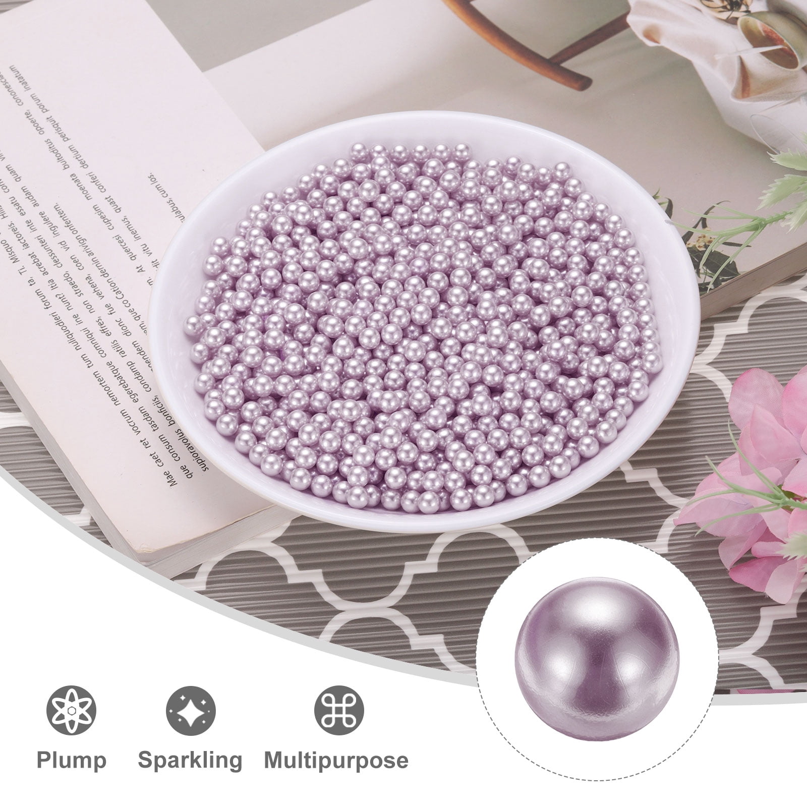 Unique Bargains Faux Pearl for Crafting No Hole Pearl for Vase Filler Light Purple 2500Pcs