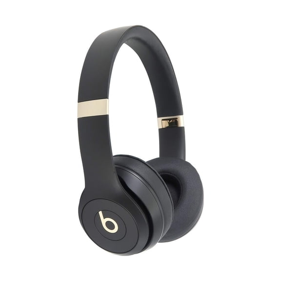 Restored Beats Solo 4 - Wireless On-Ear Bluetooth Headphones Ultra-Lightweight Comfort Powerful and Balanced Sound Apple & Android Compatible - Black & Gold (Refurbished)