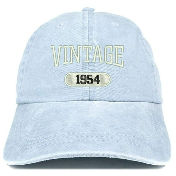 Trendy Apparel Shop Vintage 1954 Embroidered 64th Birthday Soft Crown Washed Cotton Cap