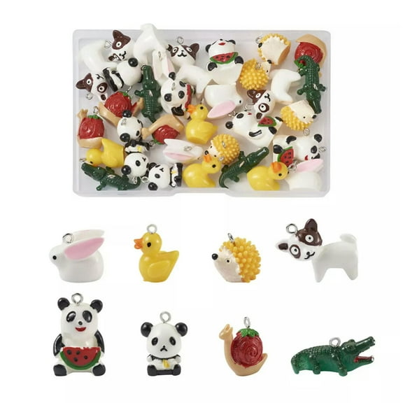 U8MO 1 Box Animal Mix-shaped Opaque Resin Pendants Charms with Loops Findings12~26mm