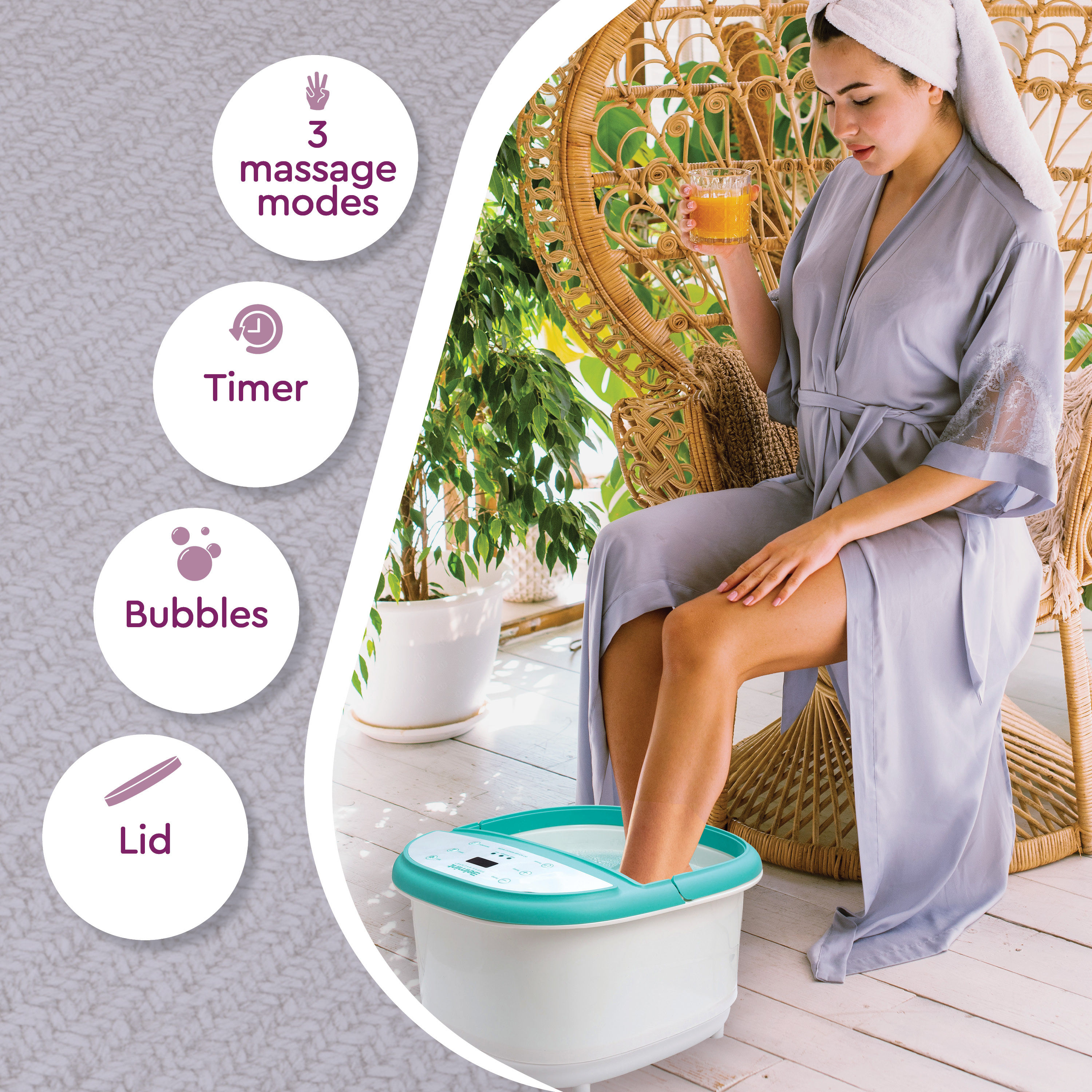 Belmint Foot Spa Bath Massager with Heat, 6 x Pressure Node Rollers, Bubbles, Foot Soaking Tub - image 3 of 8