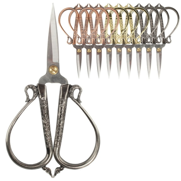 JubileeYarn Classic Chinese Large Embroidery Craft Scissors - Copper, Gunmetal, Gold - 3 Pairs Each