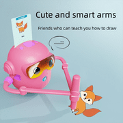 Drawing Robot for Kids, Learning Educational Robot Toys with Voice Interaction, Includes 100 Word Cards, Learning Activities Toy Christmas Birthday Gift for Kids, Pink