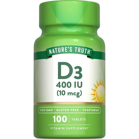 Vitamin D3 400 iu (10 mcg) | 100 Tablets | For Men and Women | by Nature's Truth