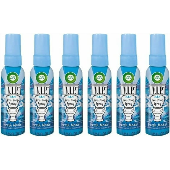 Air Wick V.I.P. Pre-Poop Toilet Spray | Fresh Model Scent | Contains Essential Oils | Travel size Air Freshener | Up to 100 uses - 1.85 Ounce (Pack of 6)