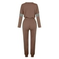 thumbnail image 5 of CFLVAEK Sweatsuits Women Two Piece Color Block Long Sleeve Pullover Tops Drawstring Waist Sweatpants Plus Size Lounge Tracksuits with Pockets Khaki M, 5 of 8