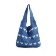 thumbnail image 1 of Bolso de mano de punto holgado Yashi Bolso de hombro de playa sencillo ligero moderno para viajes azul 39 * 35 * 1 cm, 1 of 1