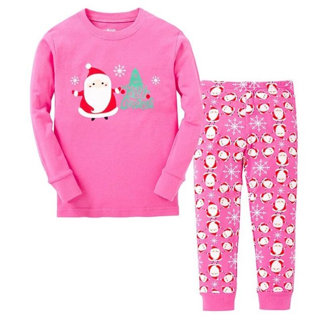Ropa de dormir para niños, pijamas para bebés y niñas, ropa de Navidad para niños, camiseta de manga larga + Pantalones, Pijama de algodón de 2 a 7 años P05