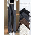 thumbnail image 2 of Pantalones de campana de cintura alta para mujer, pantalones casuales de punto de pierna recta, adelgazantes, nuevo estilo de primavera, talla pequeña, largos hasta el suelo, 2 of 4